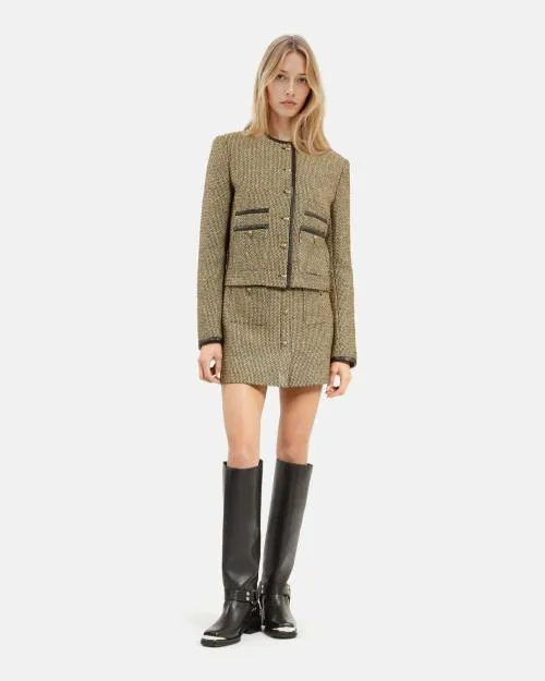 Women Jackets and Blazers The Kooples Short Black And Gold Jacket Black Gold