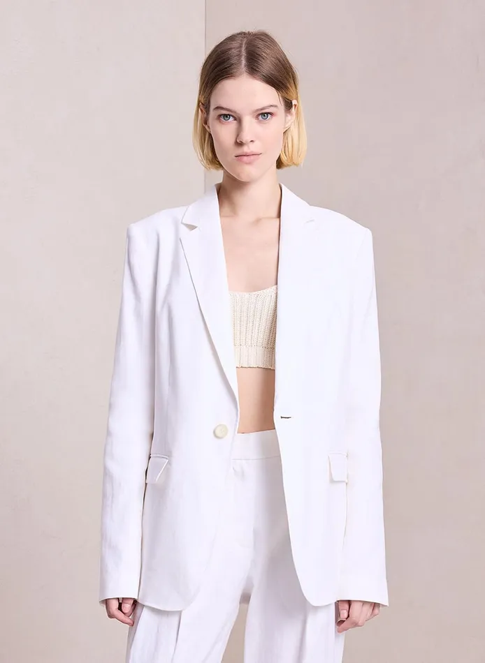 Women Jackets and Coats ALC Donovan Linen Jacket Ecru