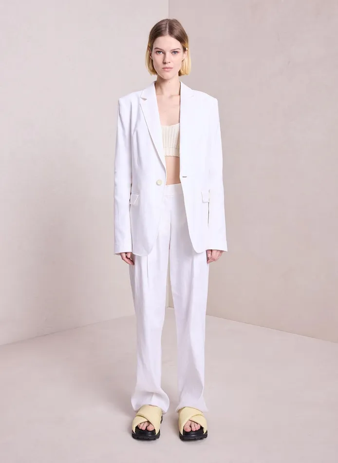 Women Jackets and Coats ALC Donovan Linen Jacket Ecru