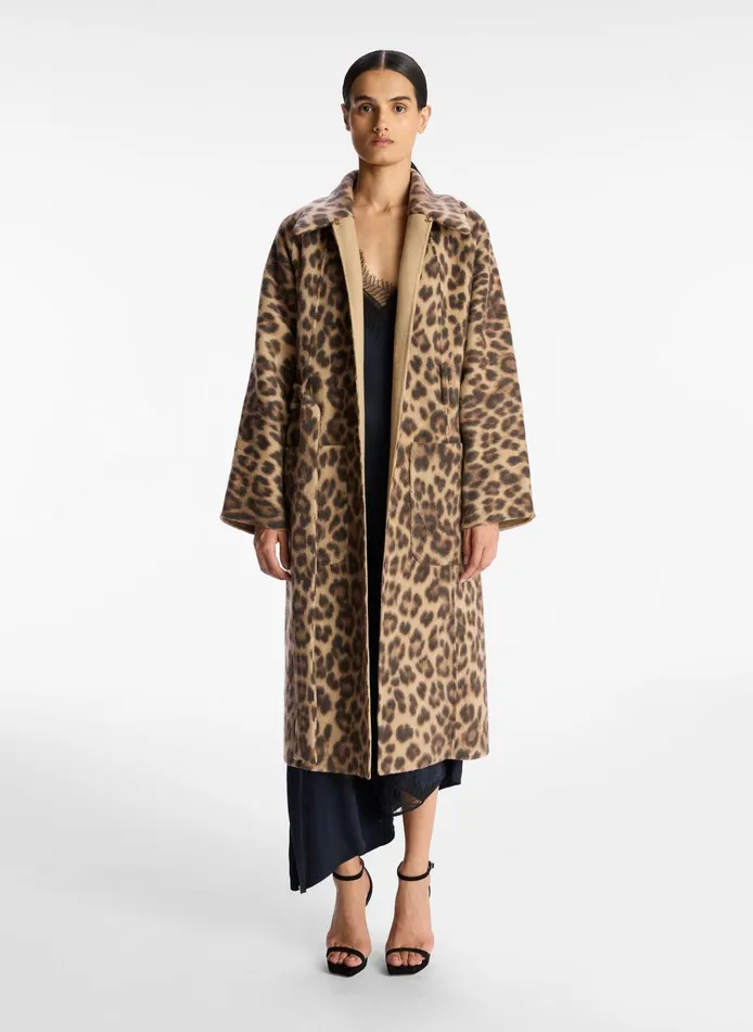 Women Jackets and Coats ALC Winslet Printed Wool Coat Camelblack