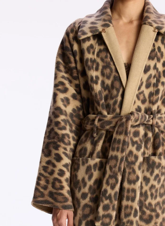 Women Jackets and Coats ALC Winslet Printed Wool Coat Camelblack