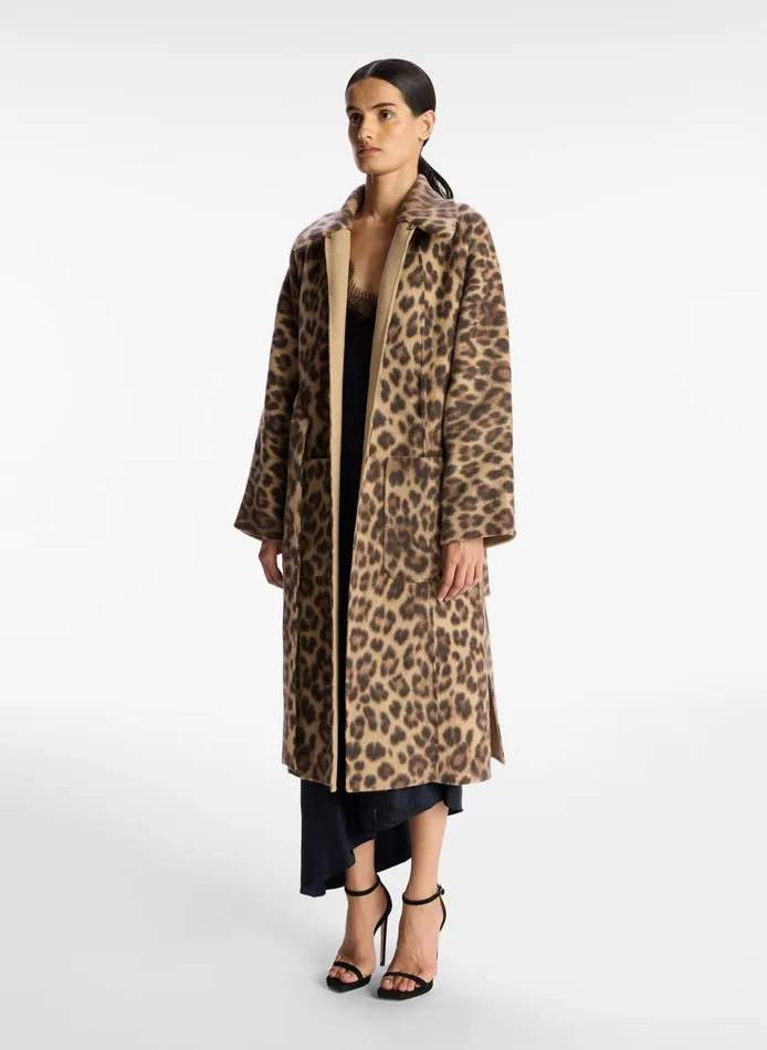 Women Jackets and Coats ALC Winslet Printed Wool Coat Camelblack