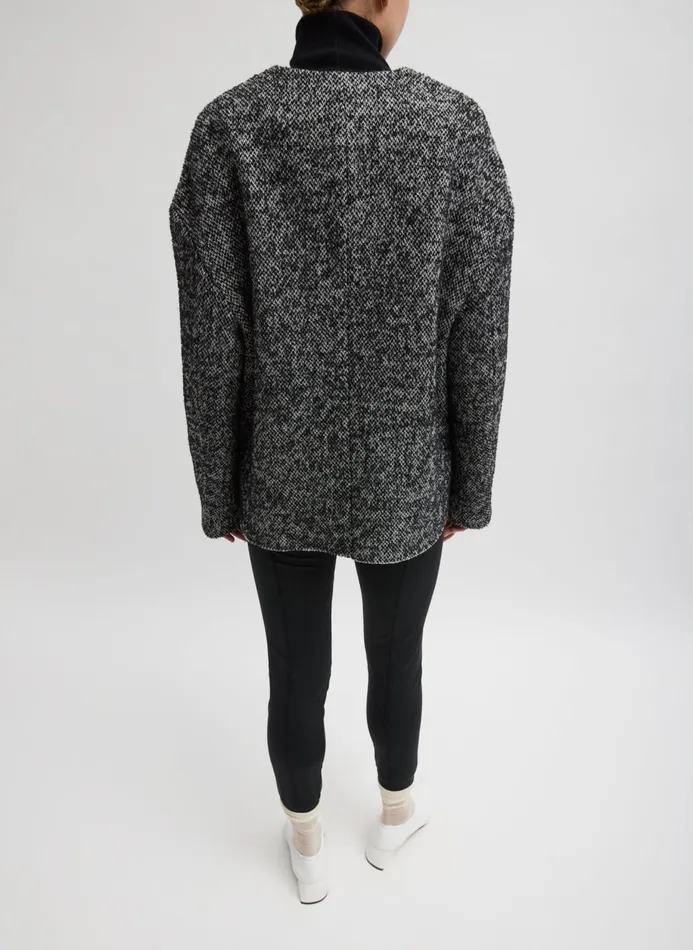 Women Jackets and Outerwear Tibi Boucle Tweed Cardigan Coat Blackivory Multi