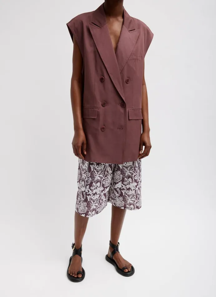 Women Jackets and Outerwear Tibi Drapey Suiting Oversized Double Breasted Vest Cinnamon Women Jackets and Outerwear Tibi Drapey Suiting Oversized Double Breasted Vest Cinnamon