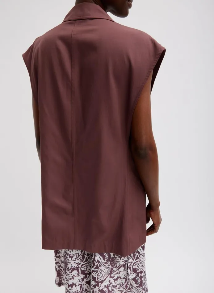 Women Jackets and Outerwear Tibi Drapey Suiting Oversized Double Breasted Vest Cinnamon
