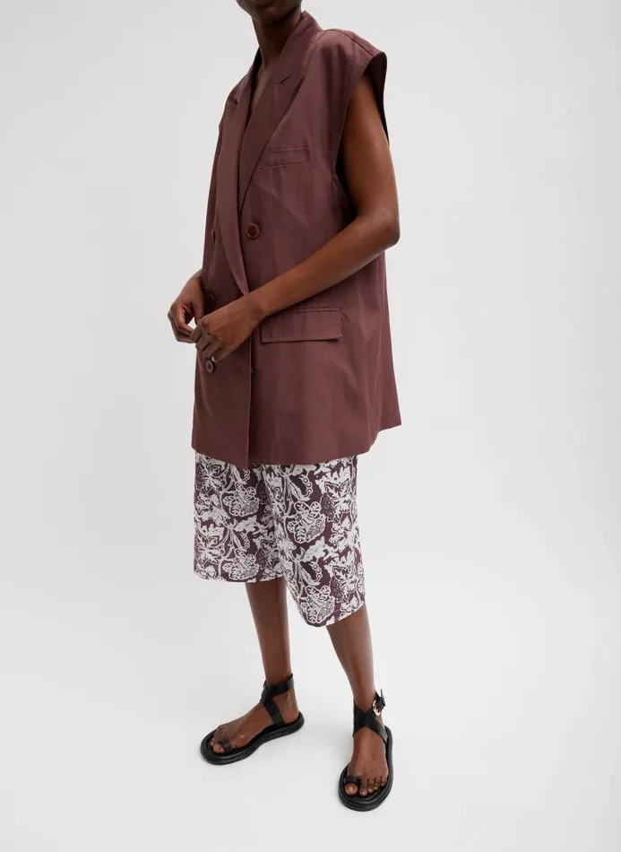Women Jackets and Outerwear Tibi Drapey Suiting Oversized Double Breasted Vest Cinnamon