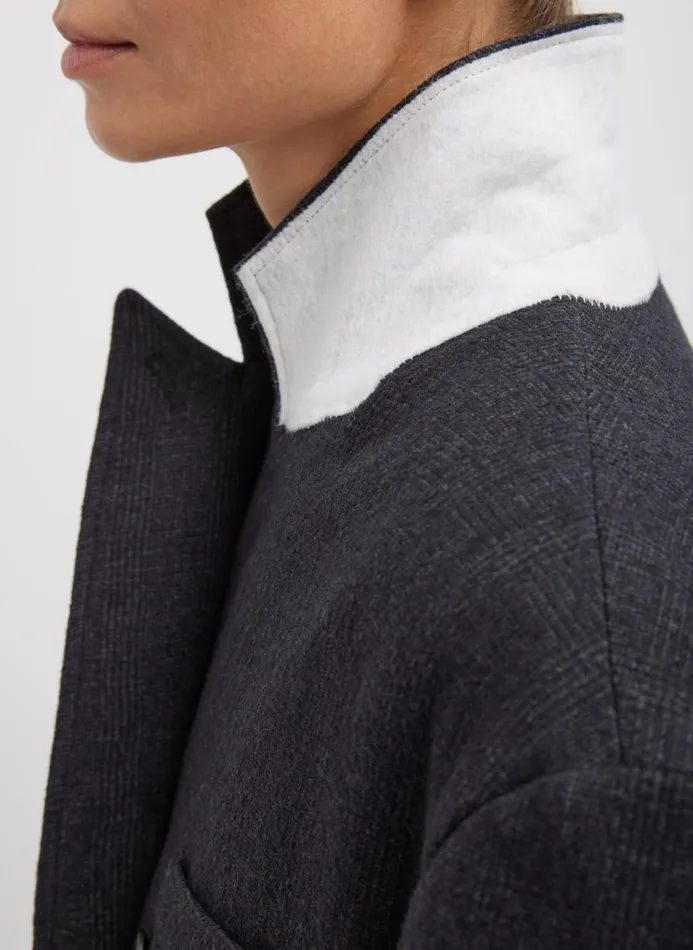 Women Jackets and Outerwear Tibi Kian Glenplaid Maxi Tux Coat Grey Multi
