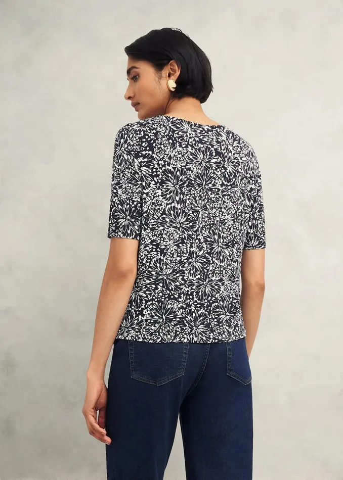 Women Jacqueline Print Top Navy Ivory Hobbs Tops