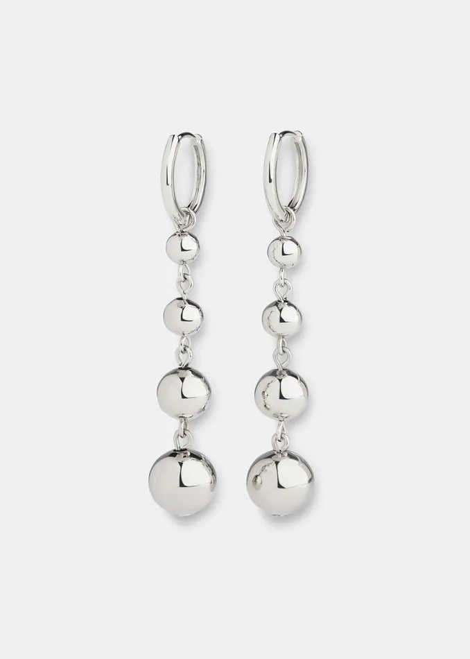 Women Jewellery Whistles Silver Sphere Drop Huggie Earring
