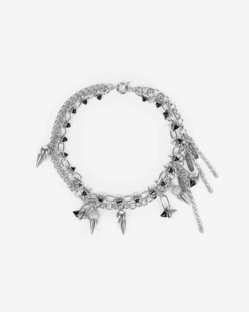 Women Jewelry The Kooples 2Row Silver Spiked Necklace Silver