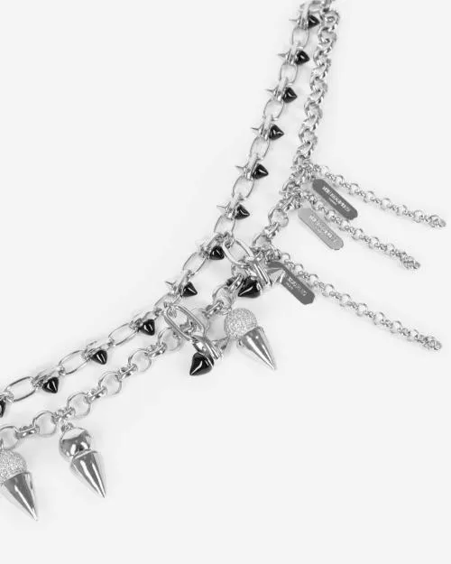 Women Jewelry The Kooples 2Row Silver Spiked Necklace Silver