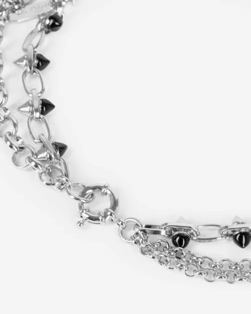 Women Jewelry The Kooples 2Row Silver Spiked Necklace Silver