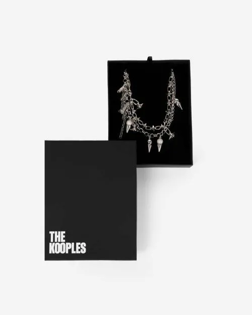 Women Jewelry The Kooples 2Row Silver Spiked Necklace Silver