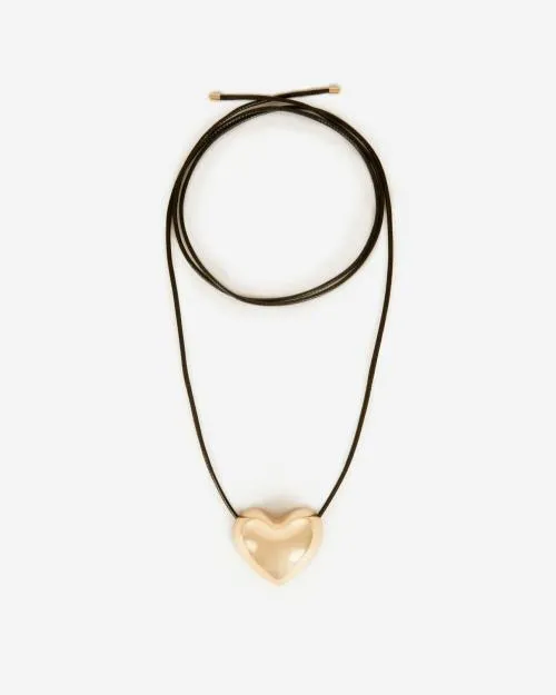 Women Jewelry The Kooples Golden Heart Pendant Necklace Gold