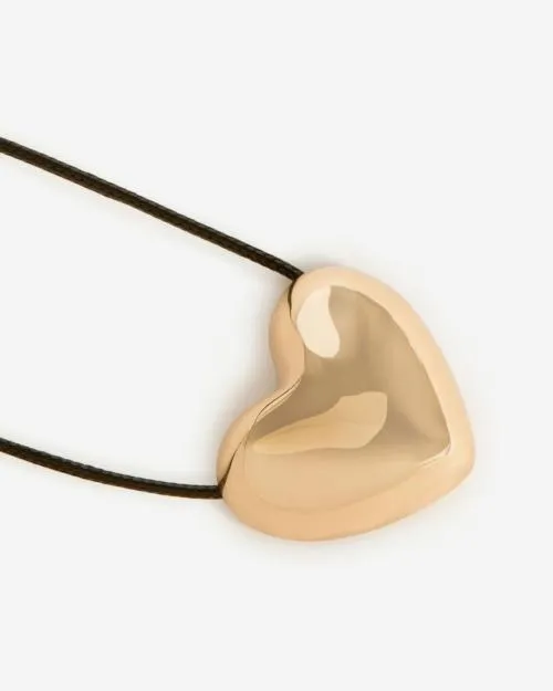 Women Jewelry The Kooples Golden Heart Pendant Necklace Gold