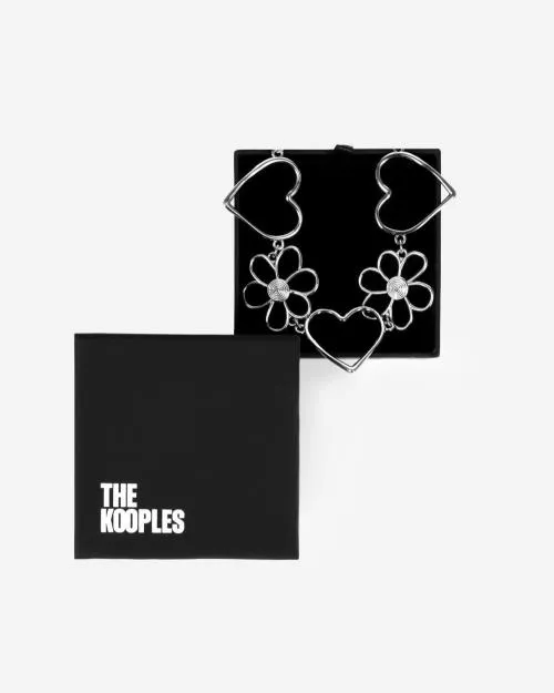 Women Jewelry The Kooples Silver Hearts And Flowers Choker Necklace Silver