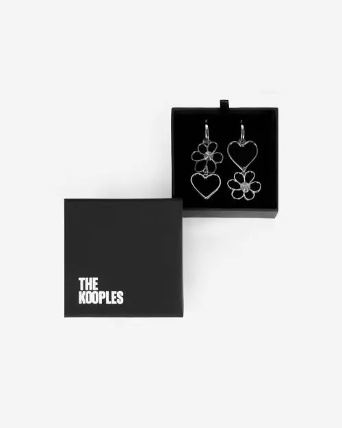 Women Jewelry The Kooples Silver Hearts And Flowers Earrings Silver
