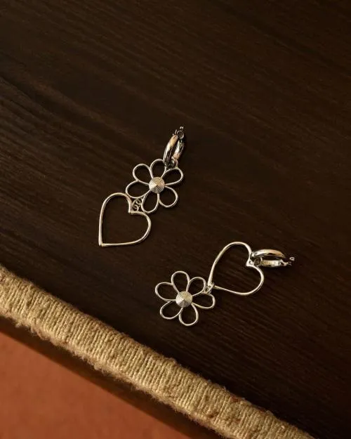Women Jewelry The Kooples Silver Hearts And Flowers Earrings Silver