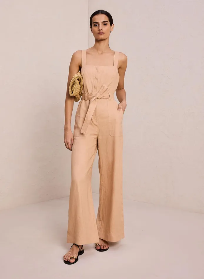 Women Jumpsuits ALC Winslow Linen Jumpsuit Biscotti