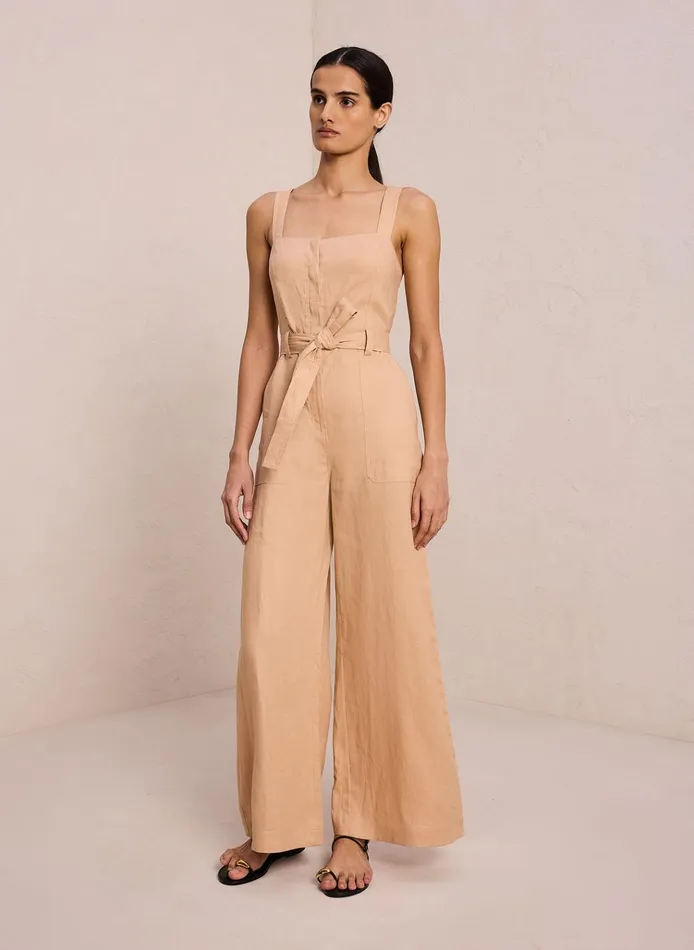 Women Jumpsuits ALC Winslow Linen Jumpsuit Biscotti