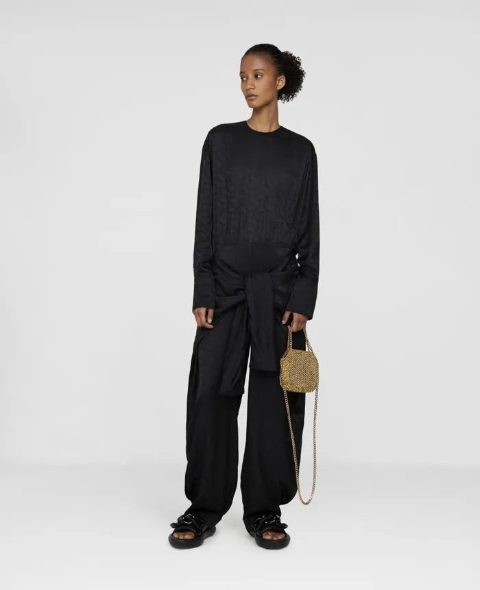 Women Jumpsuits Stella McCartney SWave Jacquard Wrap Jumpsuit Black