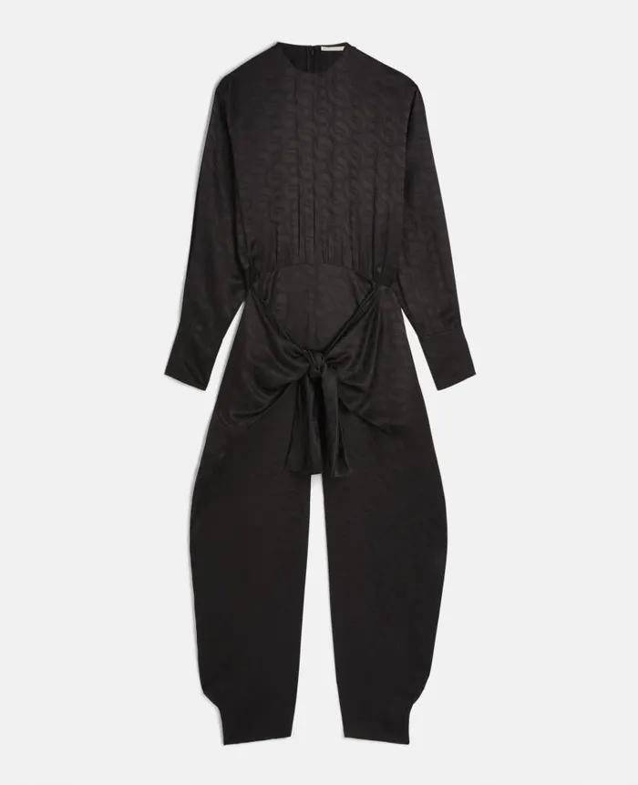 Women Jumpsuits Stella McCartney SWave Jacquard Wrap Jumpsuit Black