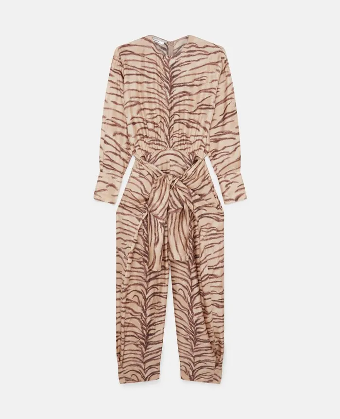 Women Jumpsuits Stella McCartney Tiger Print TieFront Jumpsuit Natural Tiger Print Women Jumpsuits Stella McCartney Tiger Print TieFront Jumpsuit Natural Tiger Print