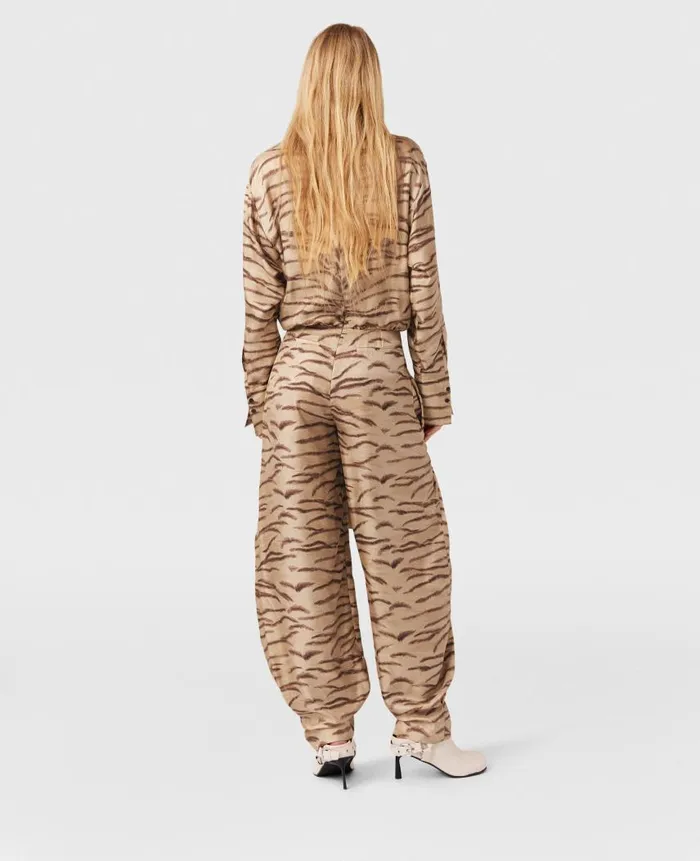 Women Jumpsuits Stella McCartney Tiger Print TieFront Jumpsuit Natural Tiger Print