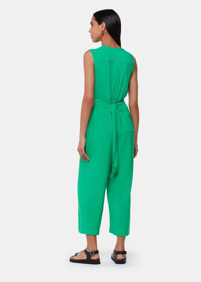 Women Jumpsuits Whistles Green Josie Zip Front Jumpsuit