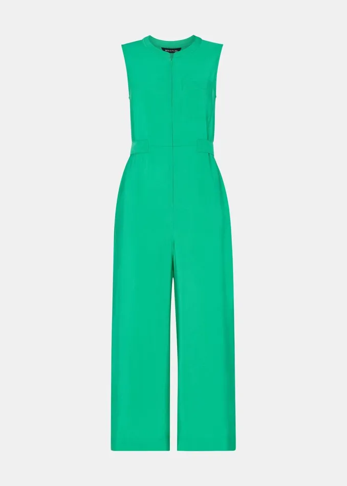 Women Jumpsuits Whistles Green Josie Zip Front Jumpsuit