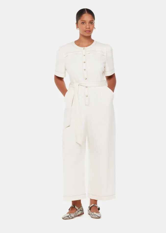 Women Jumpsuits Whistles Ivory Alana Denim Jumpsuit