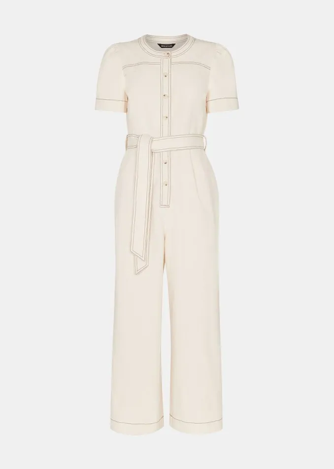 Women Jumpsuits Whistles Ivory Alana Denim Jumpsuit