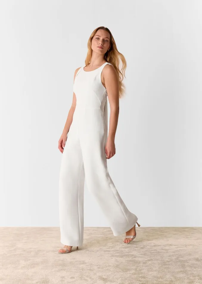 Women Jumpsuits Whistles Ivory Tie Back Bridal Jumpsuit