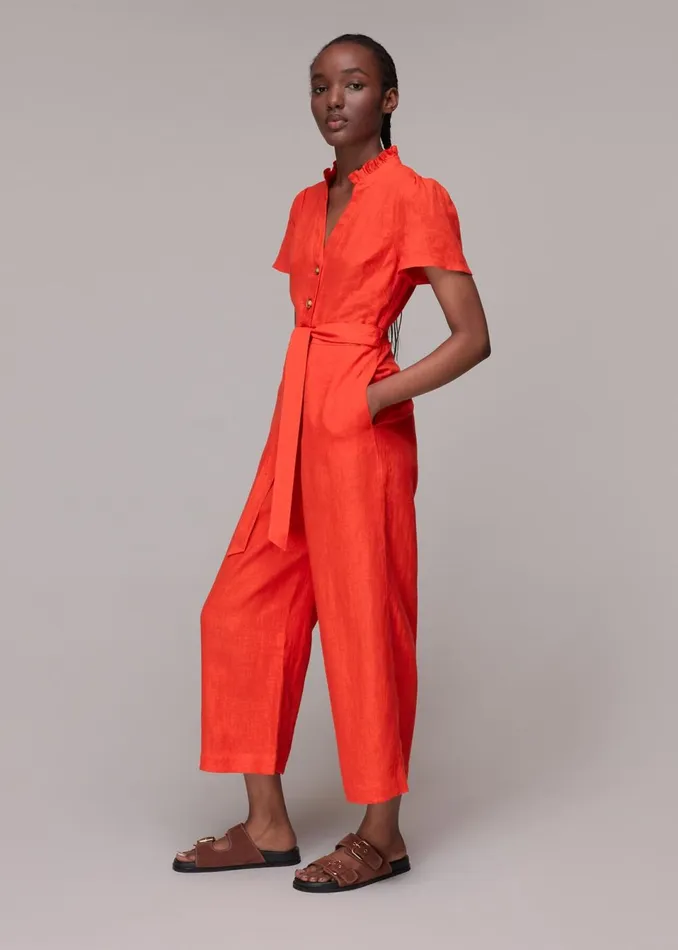 Women Jumpsuits Whistles Red Emmie Linen Jumpsuit