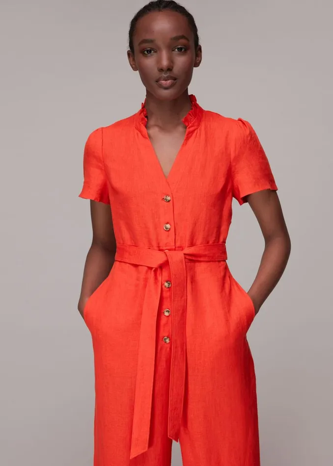 Women Jumpsuits Whistles Red Emmie Linen Jumpsuit