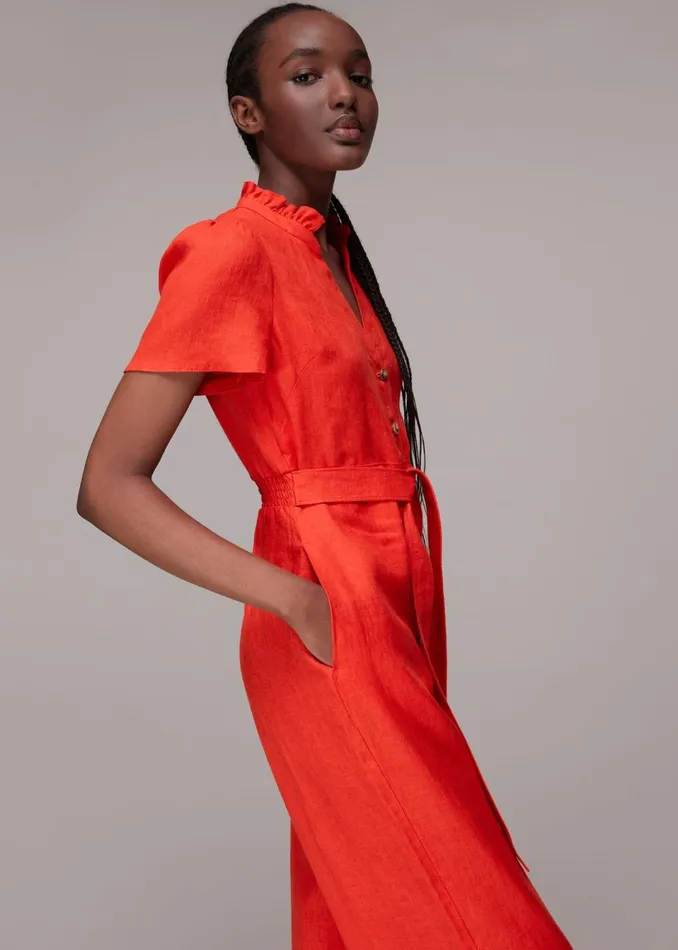 Women Jumpsuits Whistles Red Emmie Linen Jumpsuit