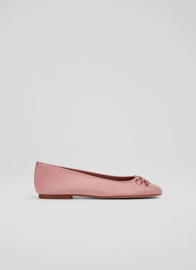 Women Kara Pink Suede Ballerina Pumps Clay LKBennett Flats