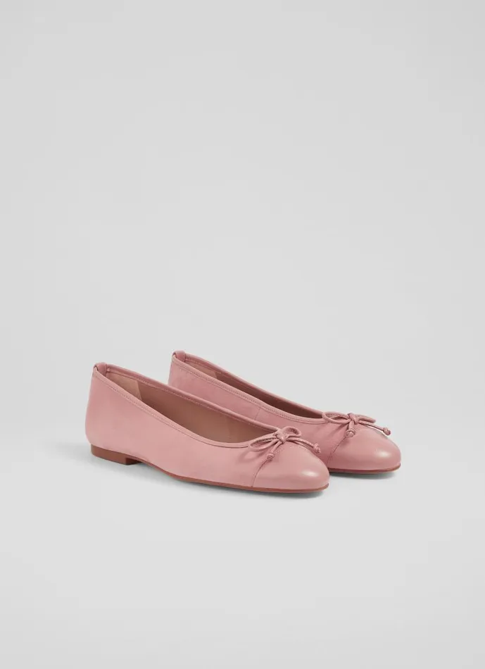 Women Kara Pink Suede Ballerina Pumps Clay LKBennett Flats Women Kara Pink Suede Ballerina Pumps Clay LKBennett Flats