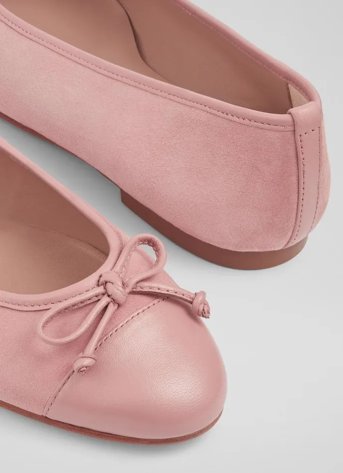 Women Kara Pink Suede Ballerina Pumps Clay LKBennett Flats Women Kara Pink Suede Ballerina Pumps Clay LKBennett Flats