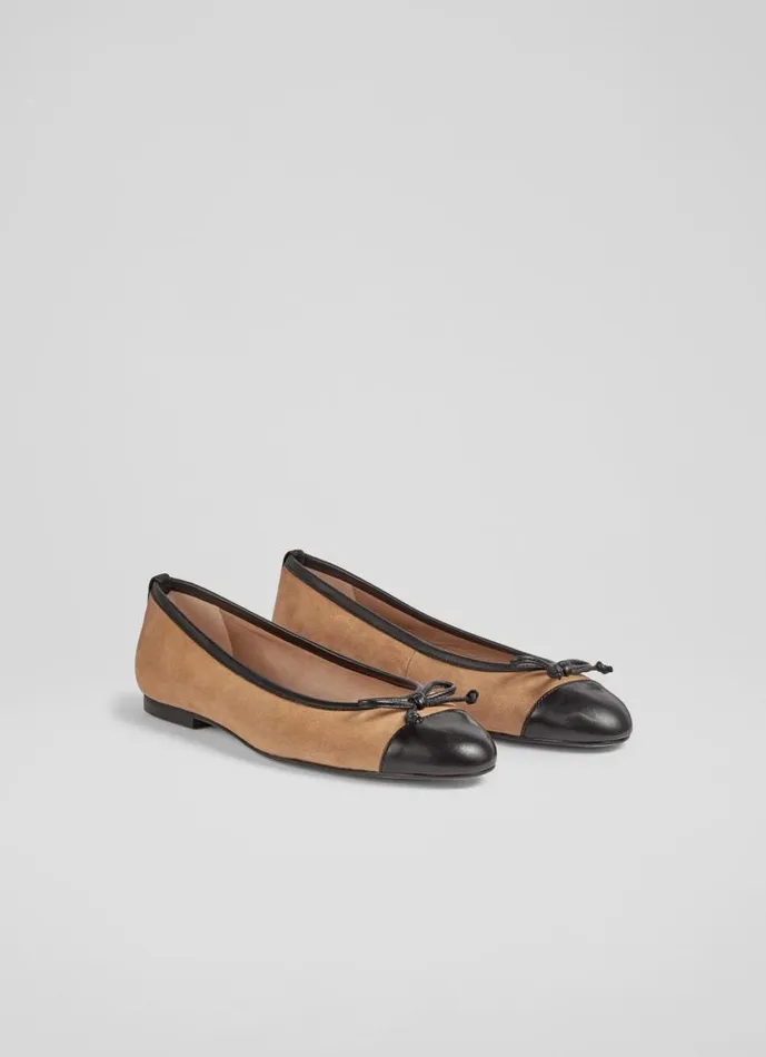 Women Kara Sand Suede And Black Leather Toe Cap Ballerina Pumps Neutral LKBennett Ballet Pumps Women Kara Sand Suede And Black Leather Toe Cap Ballerina Pumps Neutral LKBennett Ballet Pumps
