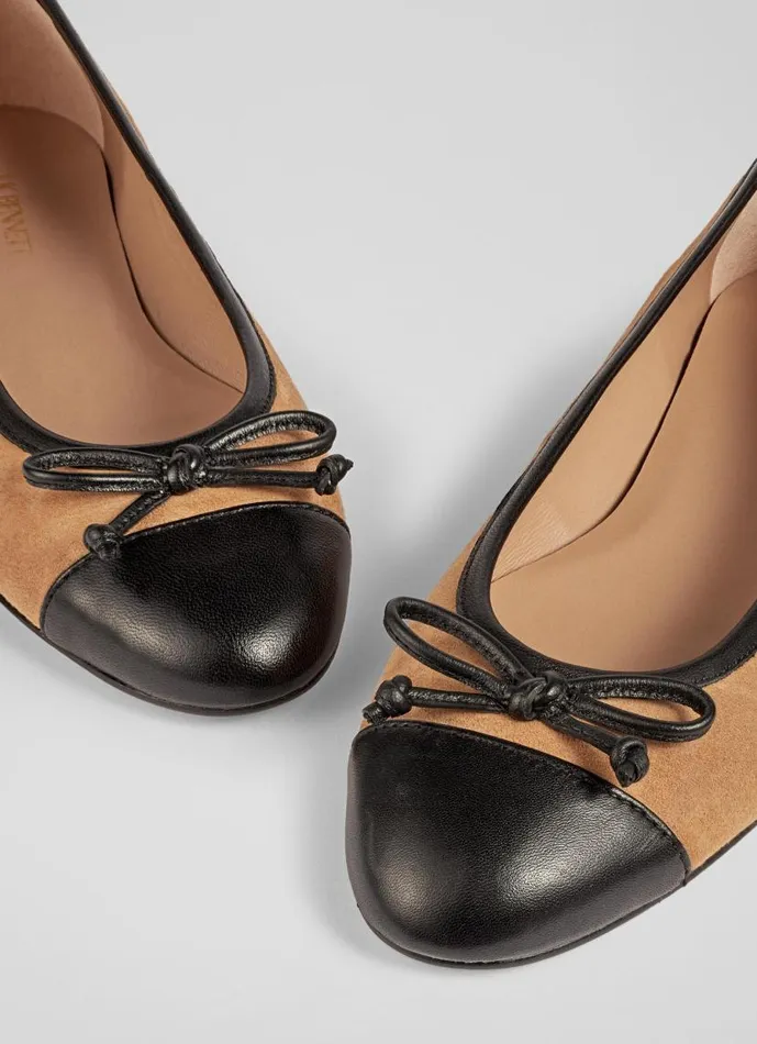 Women Kara Sand Suede And Black Leather Toe Cap Ballerina Pumps Neutral LKBennett Ballet Pumps Women Kara Sand Suede And Black Leather Toe Cap Ballerina Pumps Neutral LKBennett Ballet Pumps