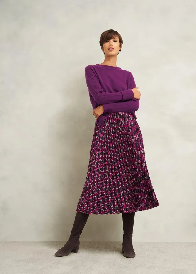 Women Kayla Pleated Skirt Purple Multi Hobbs Skirts