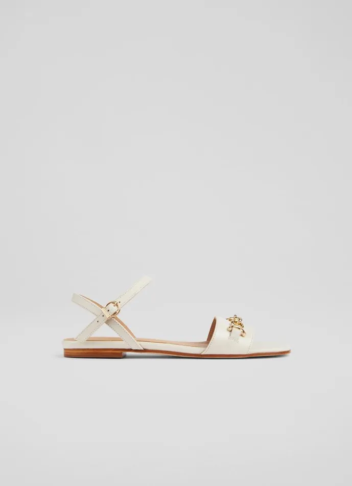 Women Kelly Cream Leather SnaffleDetail Flat Sandals Ecru LKBennett Flats
