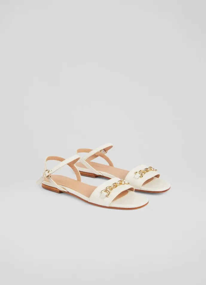 Women Kelly Cream Leather SnaffleDetail Flat Sandals Ecru LKBennett Flats