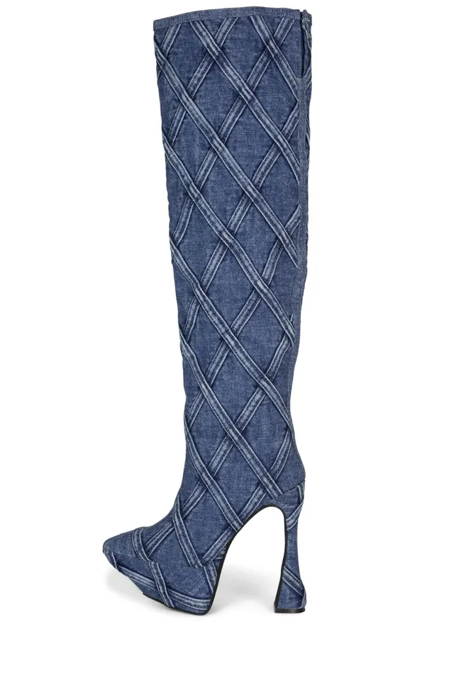 Women Knee To Thigh Jeffrey Campbell CUTEJEANS Blue Denim Combo