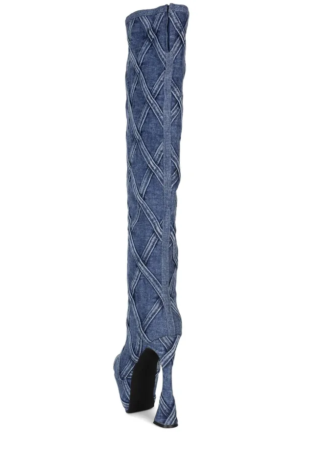 Women Knee To Thigh Jeffrey Campbell CUTEJEANS Blue Denim Combo