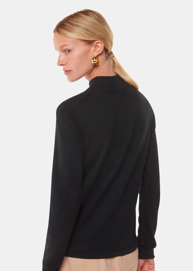 Women Knitwear and Cashmere Whistles Black Mira Funnel Neck Knit