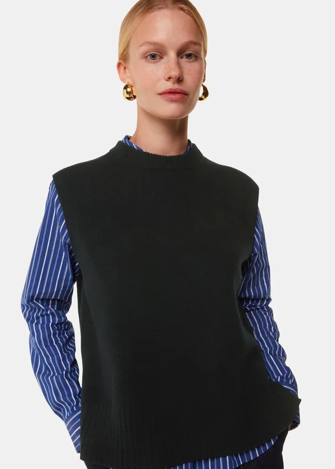 Women Knitwear and Cashmere Whistles Black Wool Sleeveless Tank