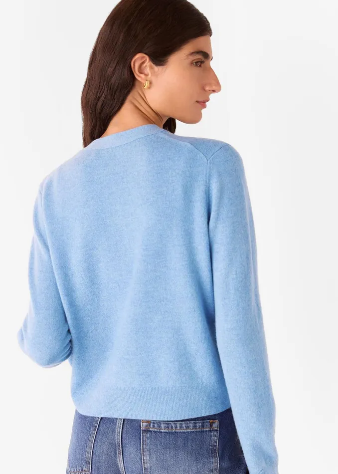 Women Knitwear and Cashmere Whistles Blue Button Front V Neck Cardigan