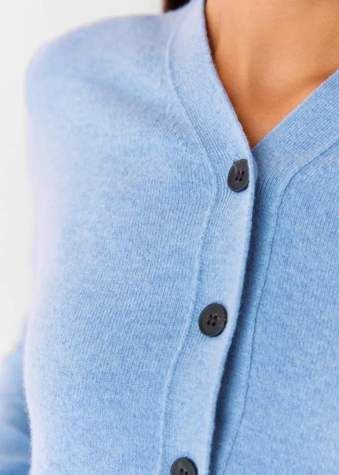 Women Knitwear and Cashmere Whistles Blue Button Front V Neck Cardigan